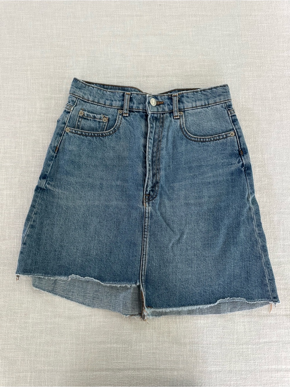Zara Mid-Blue Denim A-Line Skirt